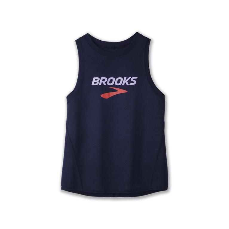 Brooks Distance Graphic Women's Running Tank Top - Navy/B (67345-ATRI)